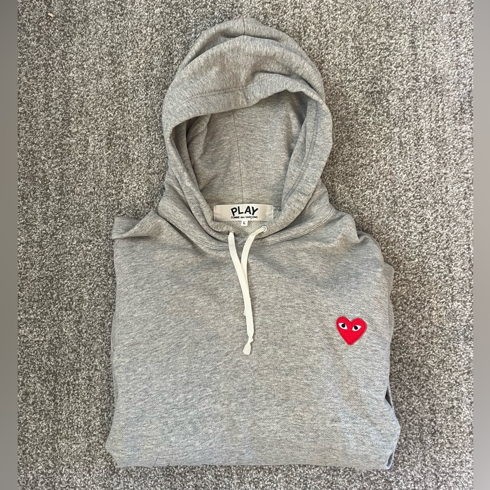 Comme des Garçons PLAY - Men’s Play Hooded Sweatshirt - Grey - Size L